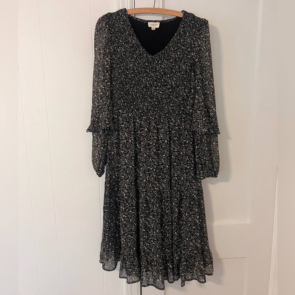 Black floral long sleeve dress